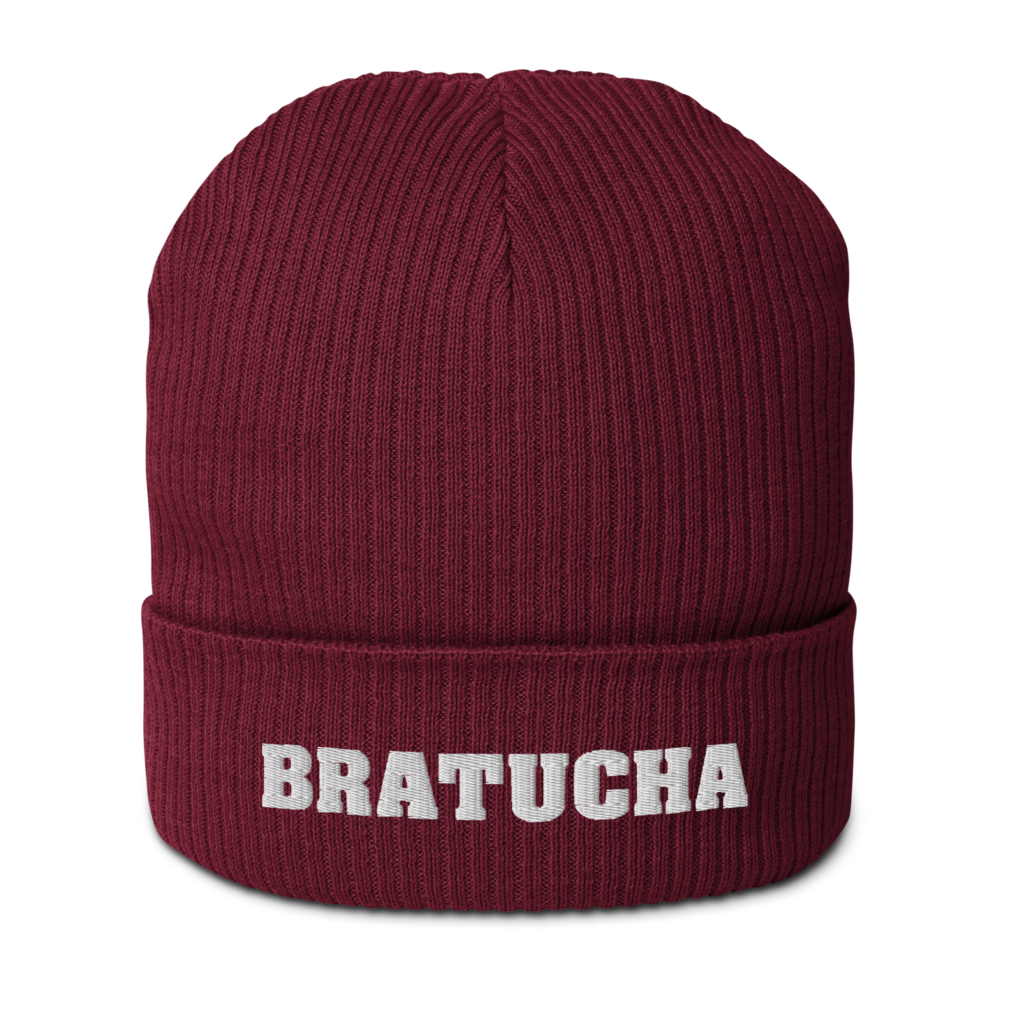 Bio-Beanie Bratucha Mütze burgundy - white