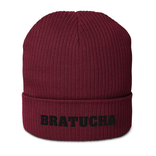 Bio-Beanie Bratucha Mütze burgundy - black