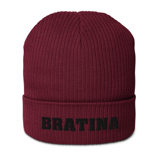Bio-Beanie Bratina Mütze burgundy - black