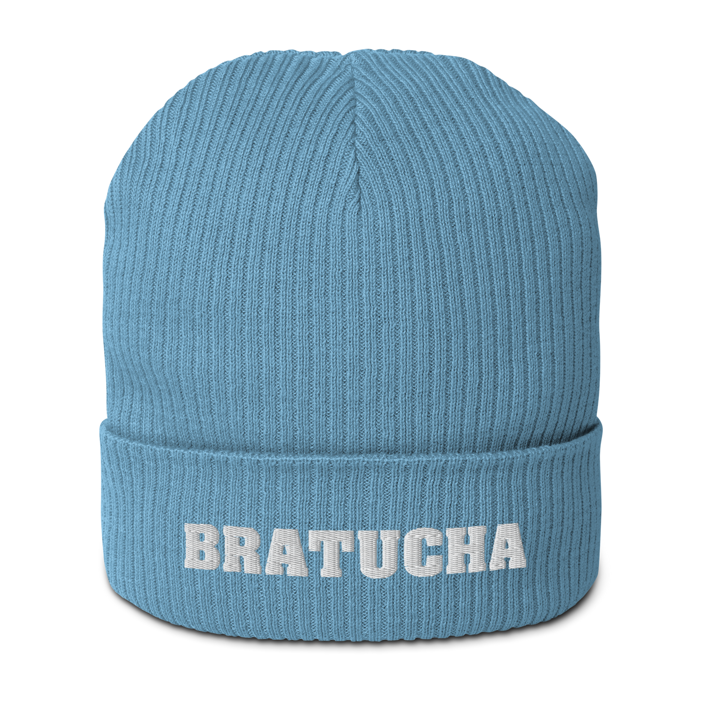 Bio-Beanie Bratucha Mütze light blue - white