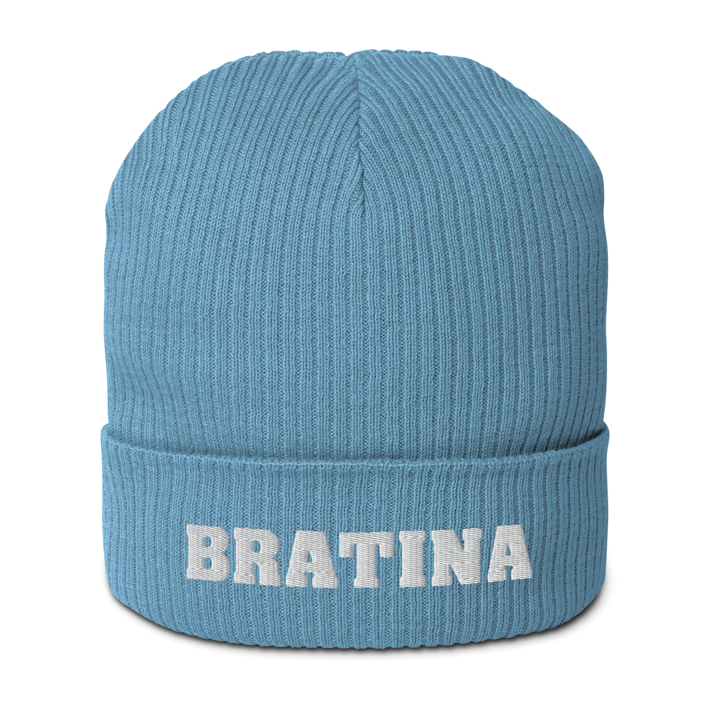 Bio-Beanie Bratina Mütze light blue - white
