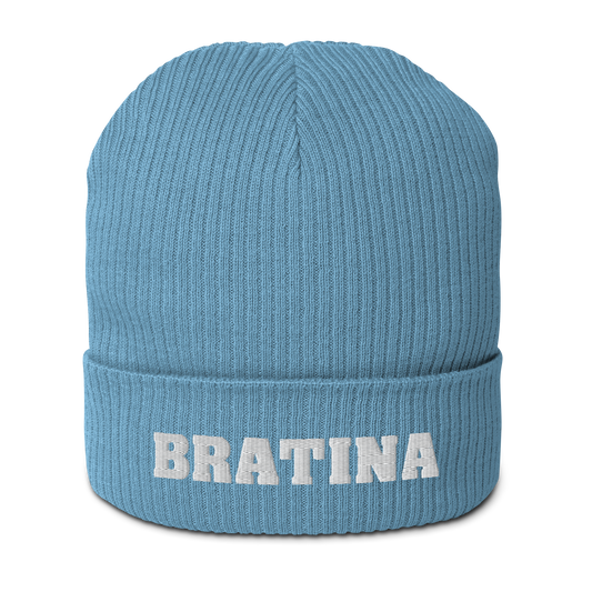 Bio-Beanie Bratina Mütze light blue - white