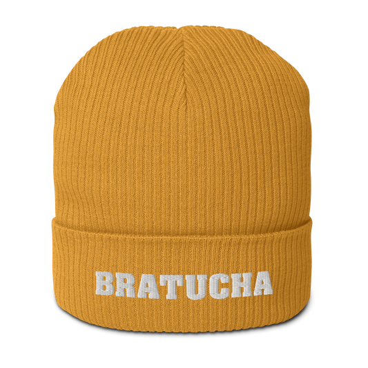 Bio-Beanie Bratucha Mütze yellow - white